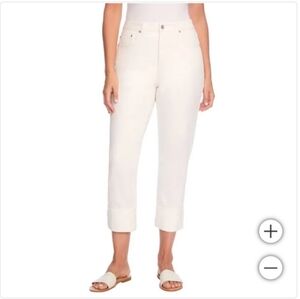 NWOT Frye Women's Cuffed high rise Crop Jean ivory denim jeans 27 B15